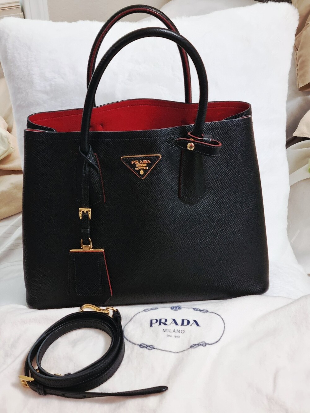 PRADA Saffiano Cuir Medium Double Bag